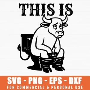 This Is Cartoon Bull Toilet Humor Satirical Mascot Svg Png Minimalist Illustration