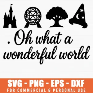 Oh What A Wonderful World Theme Park Icons Silhouette Svg Png Travel Souvenir