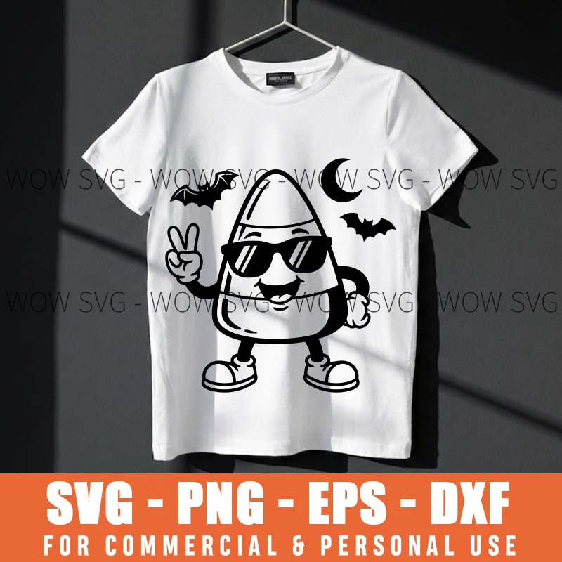 Cool Candy Corn SVG – Retro Halloween Mascot Design – mockup 3