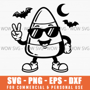 Cool Candy Corn SVG – Retro Halloween Mascot Design