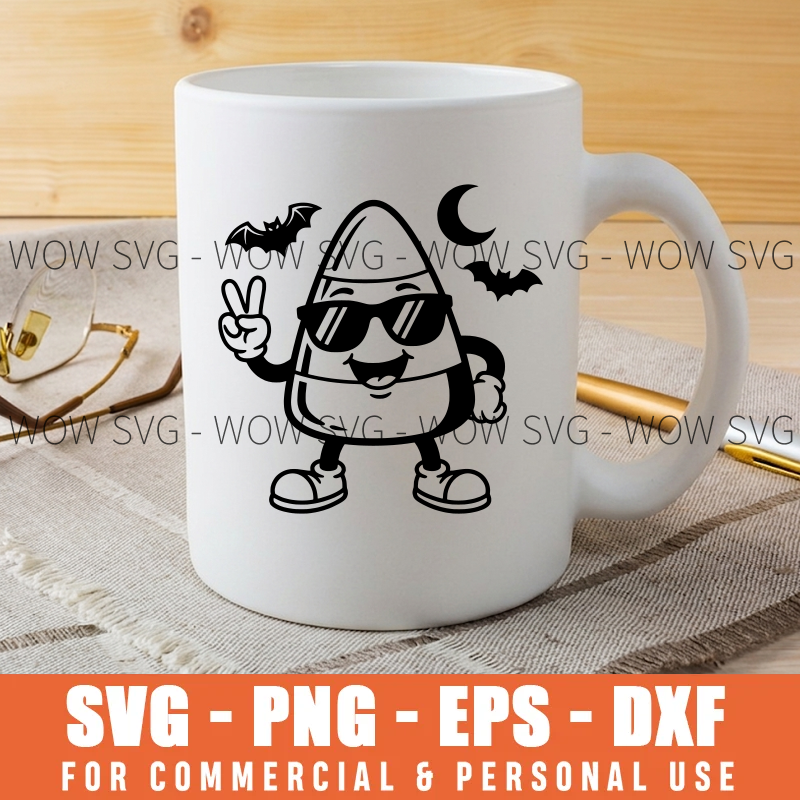 Cool Candy Corn SVG – Retro Halloween Mascot Design – mockup 4