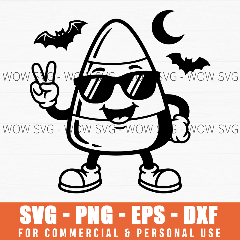 Cool Candy Corn SVG – Retro Halloween Mascot Design