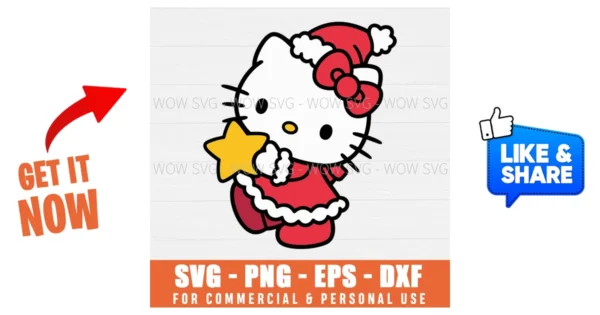 Hello Kitty Christmas Star Svg - Wow SVG