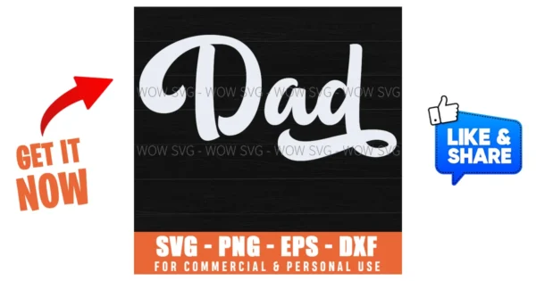 Dad Script Retro Cursive Hand Lettering Svg Png - Wow SVG